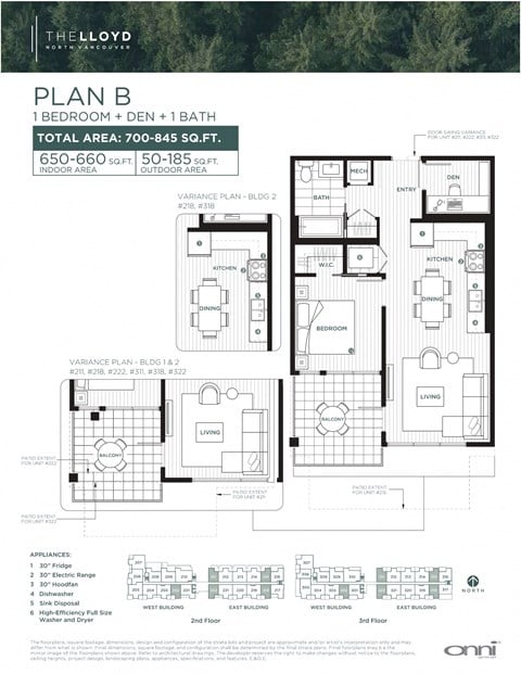 Floor plan for 1 bed, 1 bath, 660 sqft